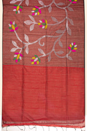 Brown Handloom Jamdani Cotton Saree 10076432