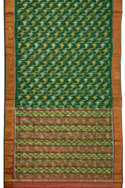 Forest Green Chinnalampatti Ikat Silk Cotton Saree With Zari Border 10076436
