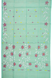 Green Handloom Jamdani Muslin Silk Saree 10076444