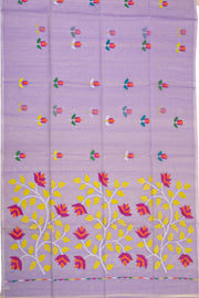 Lavender Handloom Jamdani Muslin Silk Saree 10076445