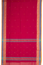 Fuchsia Magenta Handloom Kanchi Cotton Saree with Peacock Border 10076457