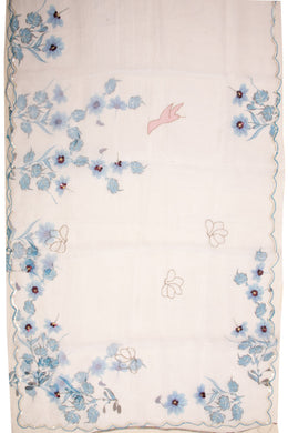 Cloud White Floral Printed Organza Saree 10076565