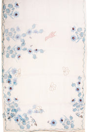 Cloud White Floral Printed Organza Saree 10076565