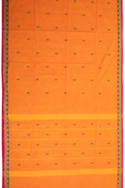 Pumpkin Glow Orange Handloom Kanchi Cotton Saree with Temple Border 10076584