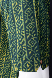 Green Indigo Hand block Print Cotton Mens Half Sleeve Shirt 10076848