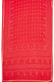 Red Bandhani Mulberry Silk Saree With Sequins Embroidery 10076904
