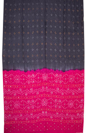 Grey Bandhani Mulberry Silk Saree 10076909