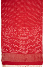 Tomato Red Bandhani Khadi Cotton Saree 10076914
