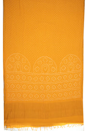 Yellow Green Bandhani Khadi Cotton Saree 10076915