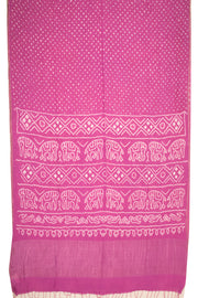 Pink Bandhani Khadi Cotton Saree 10076916