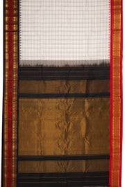White Gadwal Kuttu Silk Saree With Temple Border 10077048