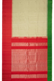 Pista Green Gadwal Kuttu Silk Saree With Temple Border 10077049