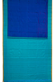 Blue Gadwal Kuttu Silk Saree With Temple Border 10077050