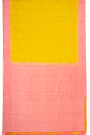 Yellow Gadwal Kuttu Silk Saree With Temple Border 10077053