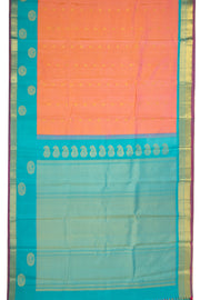 Peach Gadwal Kuttu Silk Saree 10077058