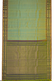 Olive Green Gadwal Kuttu Silk Saree With Temple Border 10077062