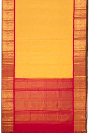 Soft Yellow Handloom Gadwal Kuttu Linen Saree With Silk Zari Border 10077066