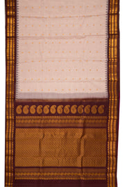 Light Brown Handloom Gadwal Kuttu Cotton Saree With Silk Zari Border 10077071