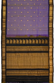 Purple Handloom Kuttu Gadwal Cotton Saree With Silk Zari Border 10077073