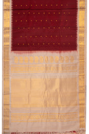 Maroon Handloom Gadwal Kuttu Cotton Saree With Silk Zari Border 10077074