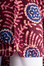 Red Half Sleeve Batik Printed Cotton Mens Shirt 10077079