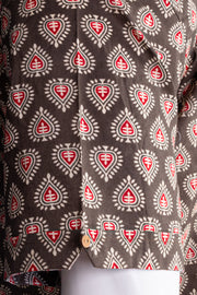 Olive Green Half Sleeve Hand Block Printed Cotton Mens Shirt 10077081