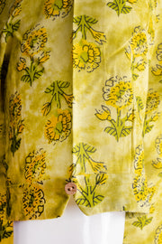 Lime Green Half Sleeve Hand Block Printed Cotton Mens Shirt 10077082