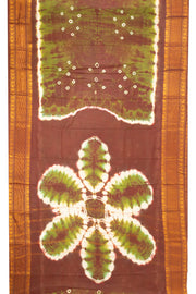 Green Handcrafted Sungudi Cotton Saree Without Blouse 10077116