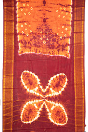 Orange Handcrafted Sungudi Cotton Saree Without Blouse 10077117