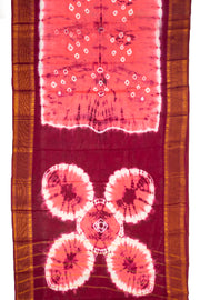 Pink Handcrafted Sungudi Cotton Saree Without Blouse 10077118