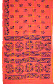 Peach Pink Handcrafted Sungudi Cotton Saree 10077124