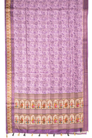 Purple Printed Semi Tussar Silk Saree 10077224