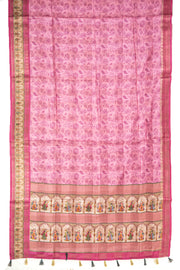 Baby Pink Printed Semi Tussar Silk Saree 10077225