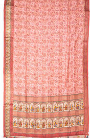 Peach Printed Semi Tussar Silk Saree 10077227