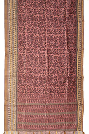 Brown Printed Semi Tussar Silk Saree 10077228