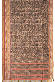 Brown Printed Semi Tussar Silk Saree 10077230