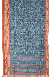 Aqua Blue Printed Semi Tussar Silk Saree 10077232