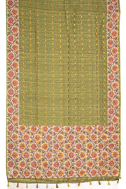 Green Printed Semi Tussar Silk Saree 10077233