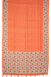 Orange Printed Semi Tussar Silk Saree 10077235