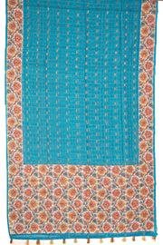 Blue Printed Semi Tussar Silk Saree 10077236