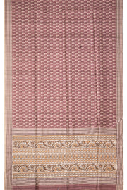 Light Brown Printed Semi Tussar Silk Saree 10077239