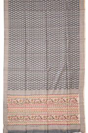 Grey Printed Semi Tussar Silk Saree 10077240