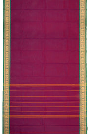 Dark Magenta Handloom Chettinad Cotton Saree 10077289
