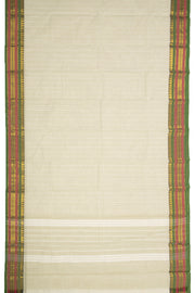 Light Grey Handloom Chettinad Cotton Saree With Temple Border 10077297