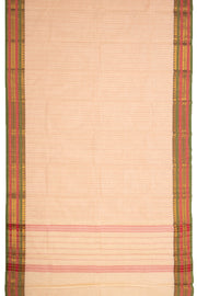 Beige Handloom Chettinad Cotton Saree With Temple Border 10077298