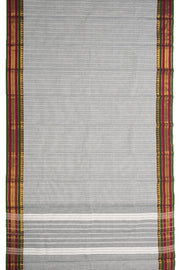 Dusty Grey Handloom Chettinad Cotton Saree With Temple Border 10077300