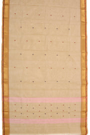 Light Beige Handloom Chettinad Cotton Saree 10077317