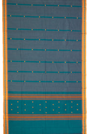 Peacock Blue Handloom Chettinad Cotton Saree 10077325