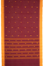 Dark Brown Handloom Chettinad Cotton Saree 10077330