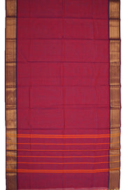 Maroon Handloom Chettinad Cotton Saree 10077340